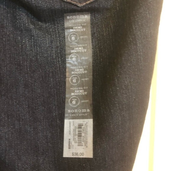 SONOMA NWT 6 Short Modern Fit Demi Bootcut Dark Wash Denim Blue Jeans Straight - Picture 7 of 11